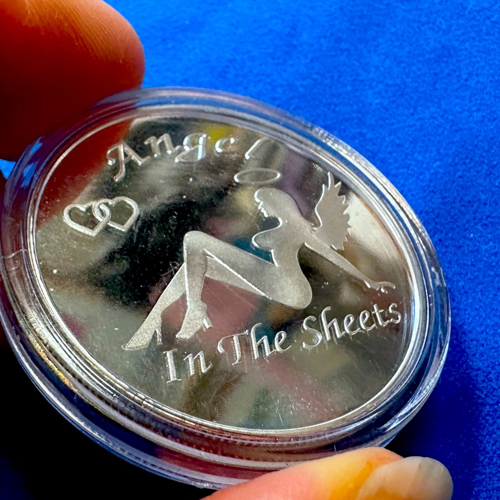 Devil or Angel in the sheets Silver challenge coin / Talisman